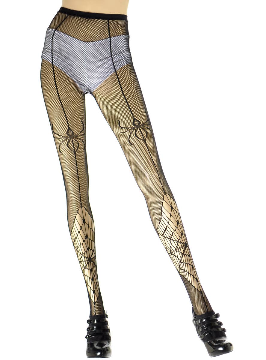 Image of Spider Web Full Length Women's Fishnet Halloween Stockings