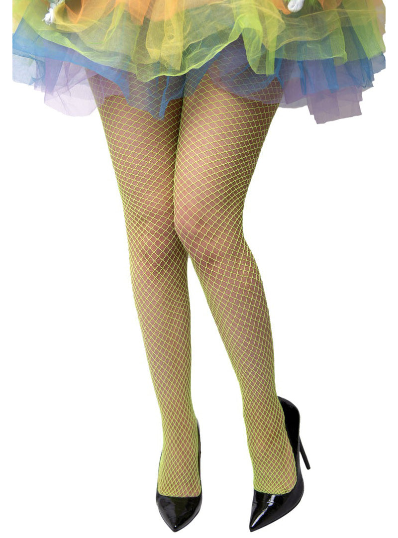 Full Length Neon Green Fishnet Costume Stockings - Main Image