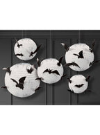 Image of Full Moon and Bats 5 Pack Hanging Halloween Lanterns