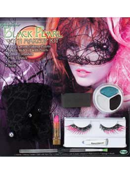 Black and Pink Halloween Costume Makeup Kit with False Eyelashes