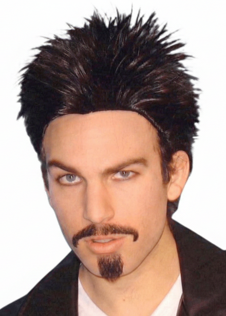 Mens Short Black Spiked Funky Punk Costume Wig - Main Image