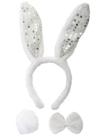 White and Silver Sequin Bunny Accessory Set