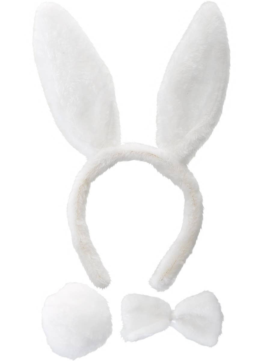 Image of Fuzzy White Faux Fur Bunny 3 Piece Costume Kit