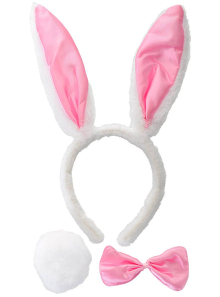 Plush White and Pink Satin Bunny 3 Piece Costume Kit