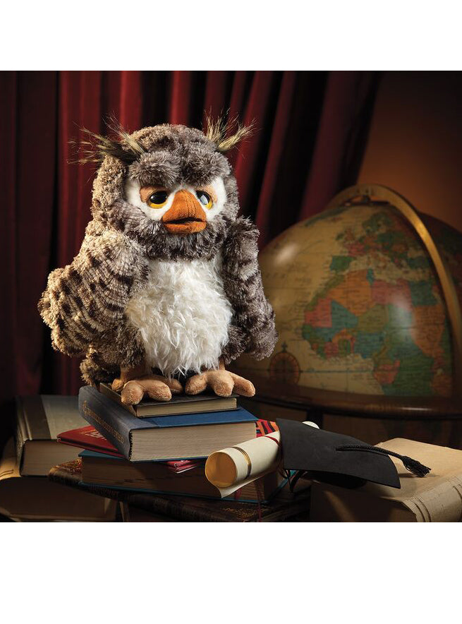 Furry Wise Owl Hand Puppet - Lifestyle Image