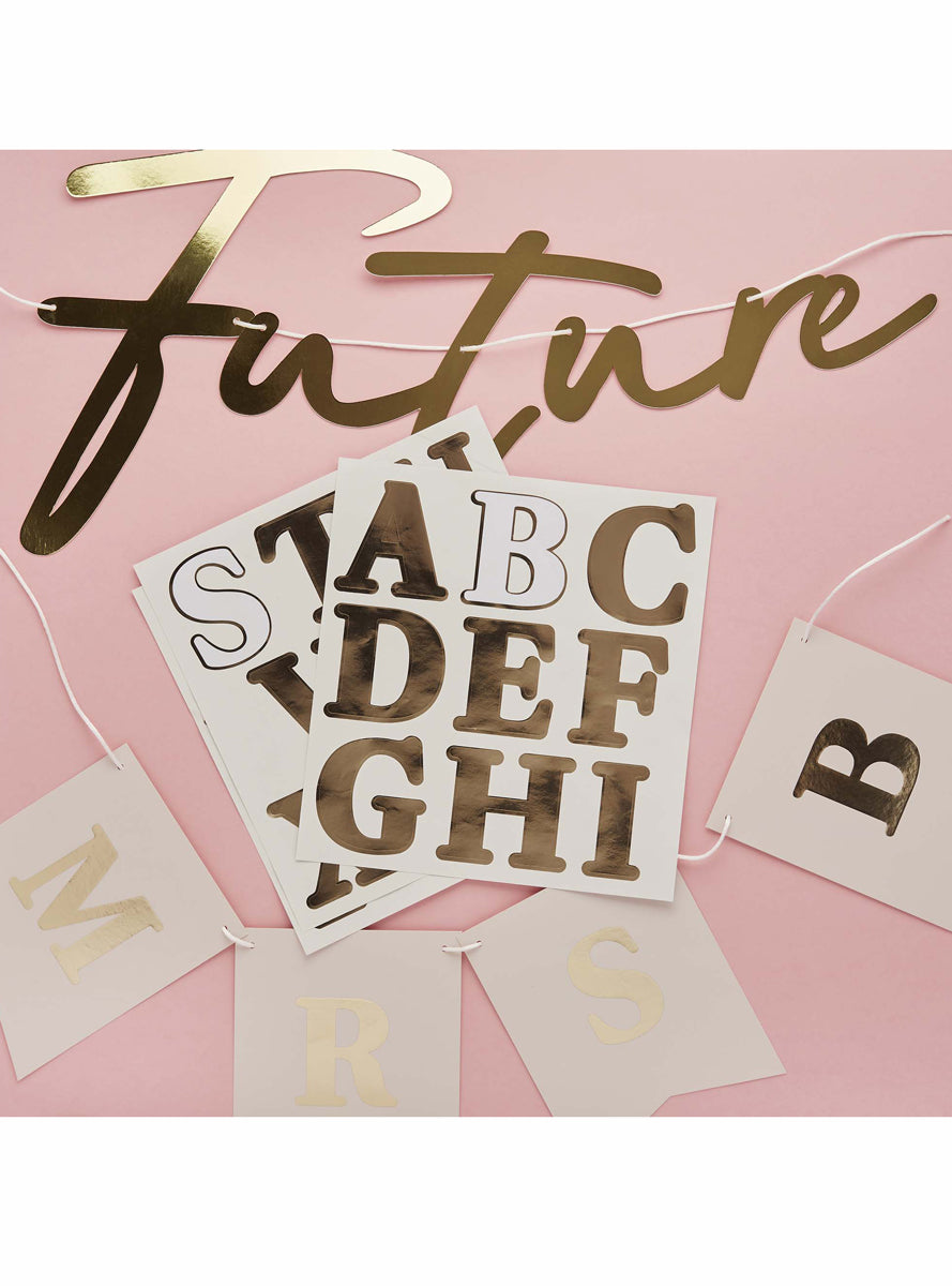 Future Mrs Bridal Shower 2m Long Customisable Gold Banner - Lifestyle Image 1