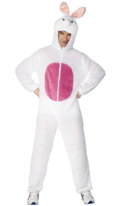 Mens Fluffy White Bunny Rabbit Costume Onesie - Alternative Image