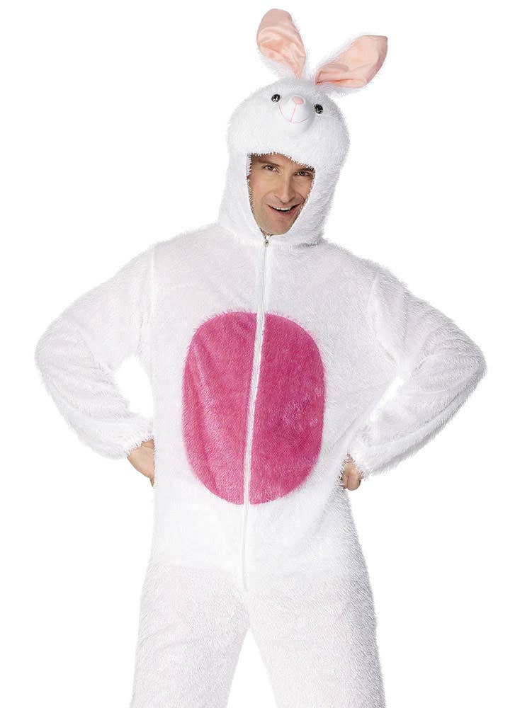 Mens Fluffy White Bunny Rabbit Costume Onesie - Zoom Image