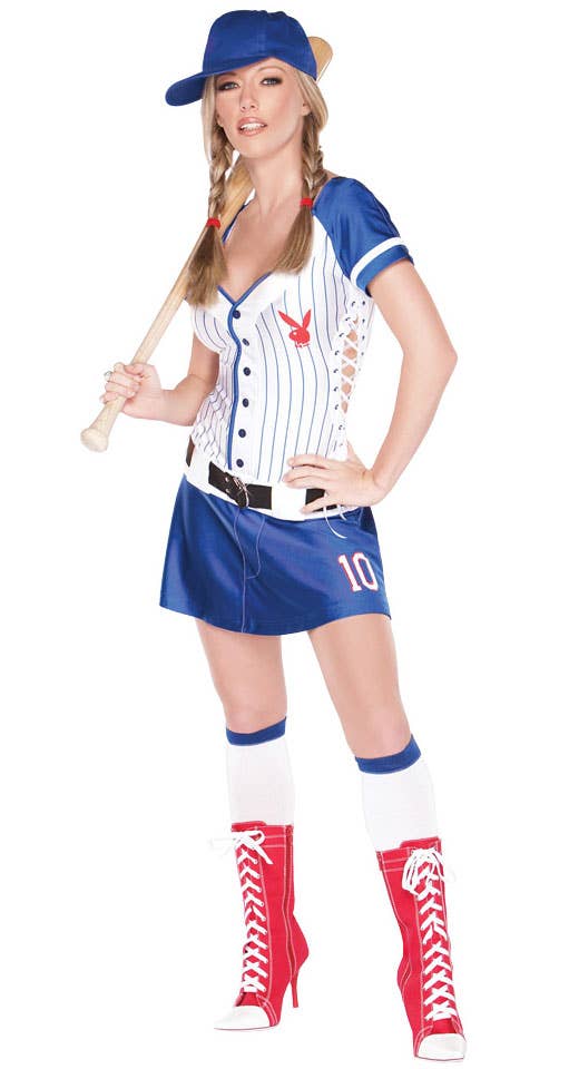 Women's Sexy Baseball Playboy Home Run Hottie Uniform Costume Main Image