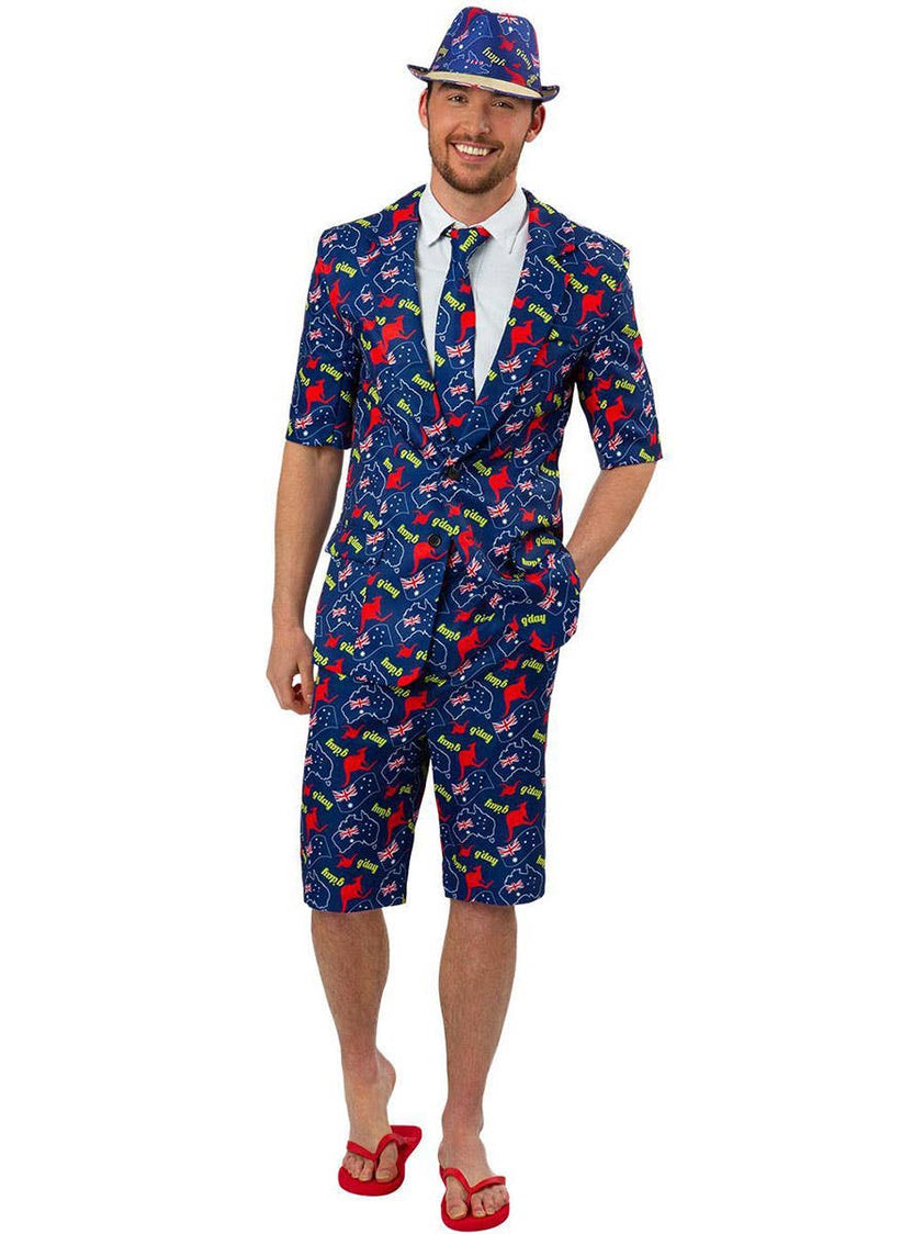 Mens Gday Australian Print Costume Suit | Aussie Day Costume