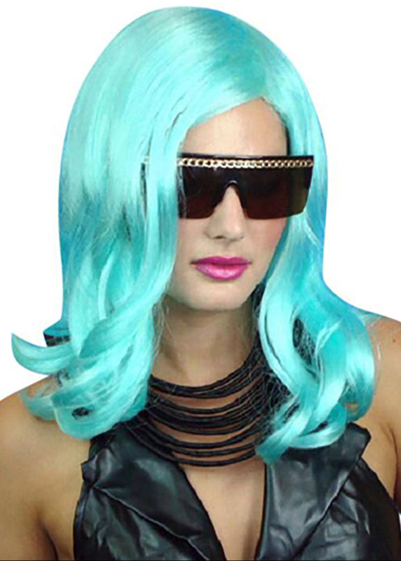 Womens Gaga Aqua Wavy Costume Wig
