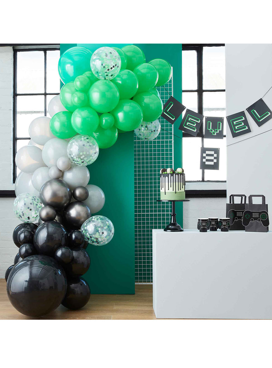Game Controller Black and Green 73 Piece Balloon Arch Kit – Lifestyle Image