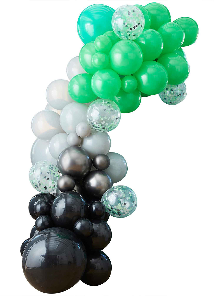Game Controller Black and Green 73 Piece Balloon Arch Kit – Main Image
