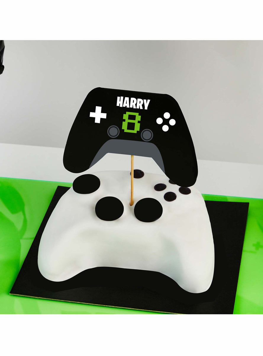 Game On 23cm Customisable Black Controller Cake Topper - Lifestyle Image