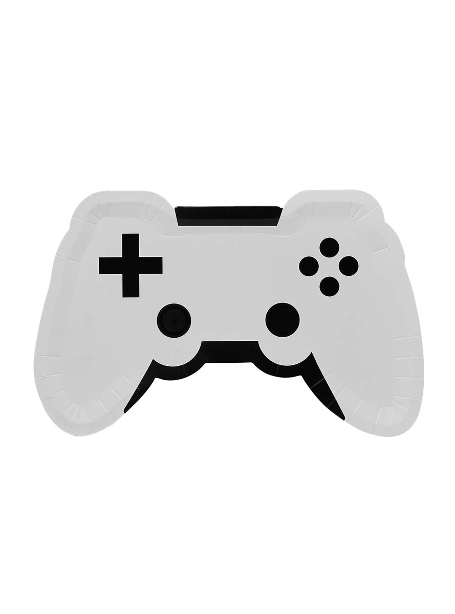 Game On 8 Pack White Controller Shaped Paper Plates - Main Image