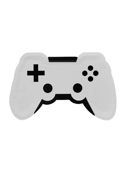 Game On 8 Pack White Controller Shaped Paper Plates - Main Image