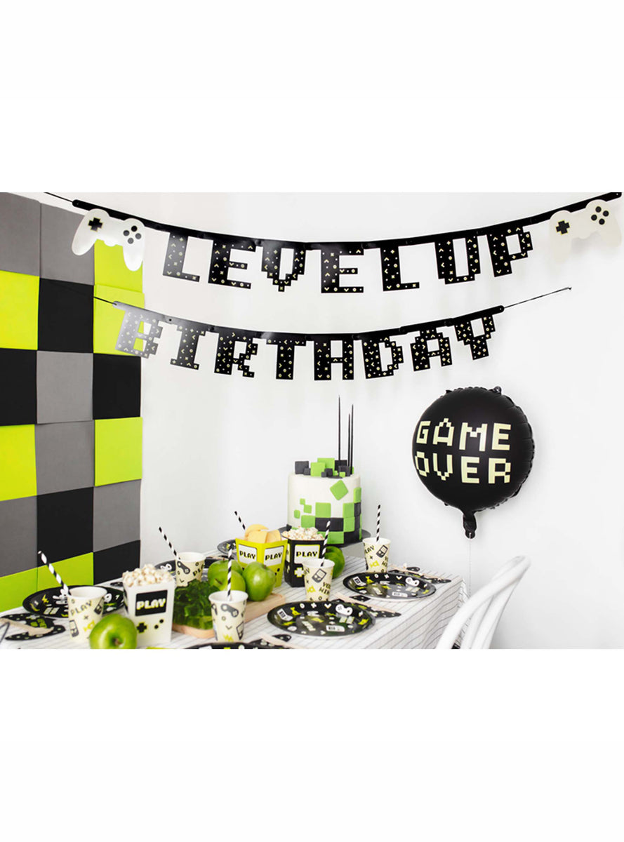 Gamer Party 240cm Level Up Happy Birthday Banner - Lifestyle Image 1