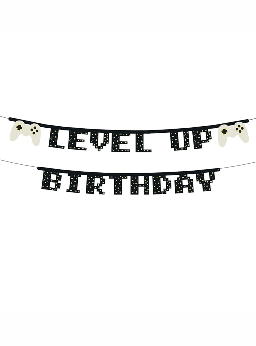 Gamer Party 240cm Level Up Happy Birthday Banner - Main Image