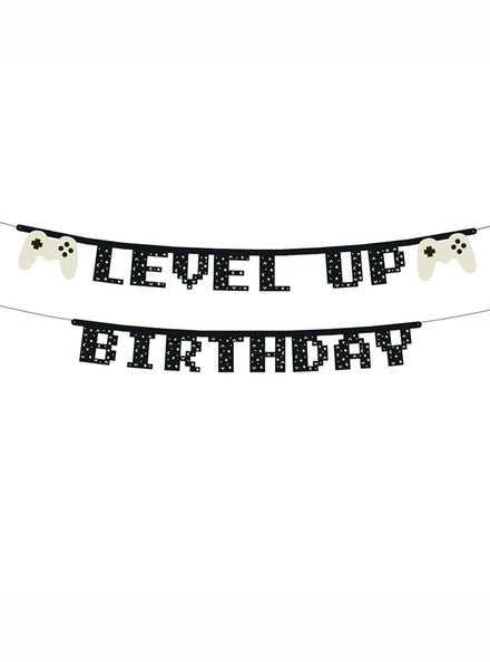 Gamer Party 240cm Level Up Happy Birthday Banner - Main Image