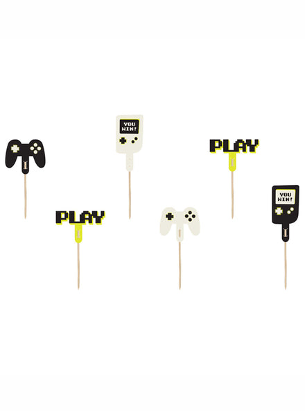 Gamer Party 6 Pack 10cm Cupcake Toppers - Main Image