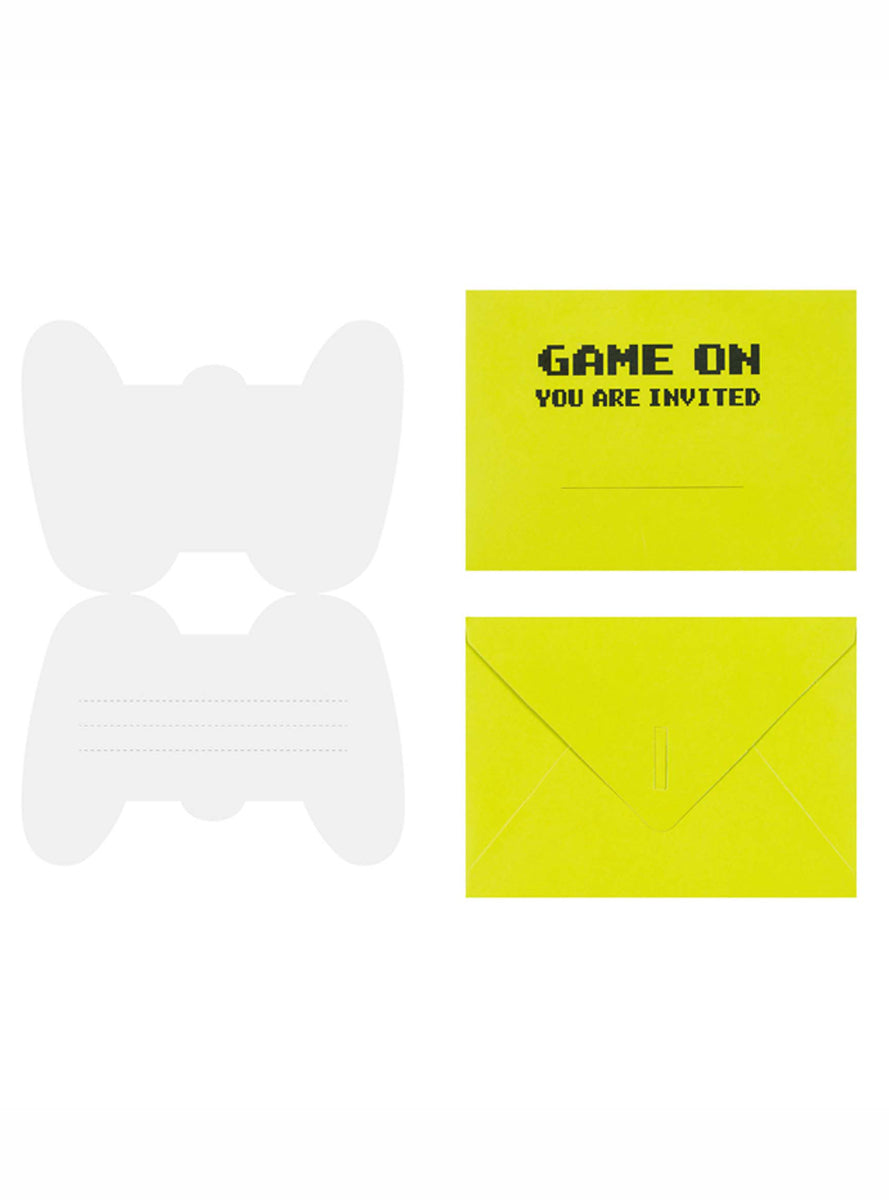 Gamer Party 6 Pack 16cm Game On Birthday Invitations - Main Image