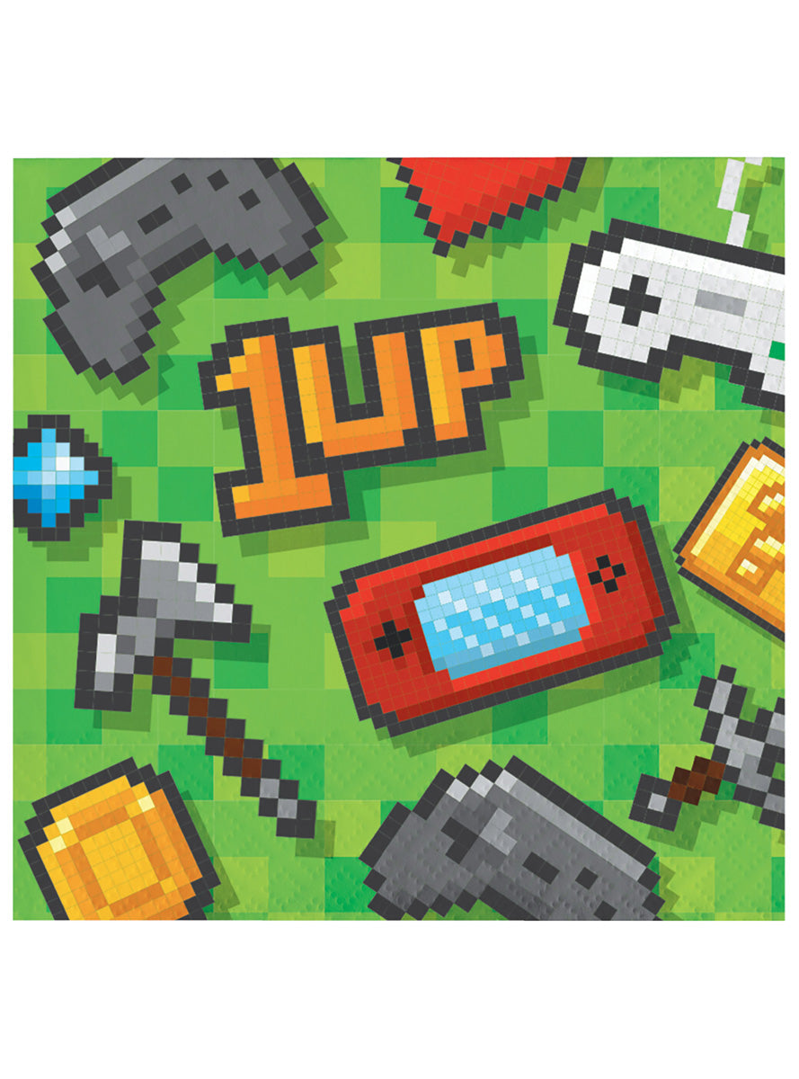 Gaming Party Green 16 Pack Luncheon Napkins – Main Image