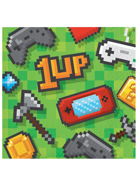 Gaming Party Green 16 Pack Luncheon Napkins – Main Image