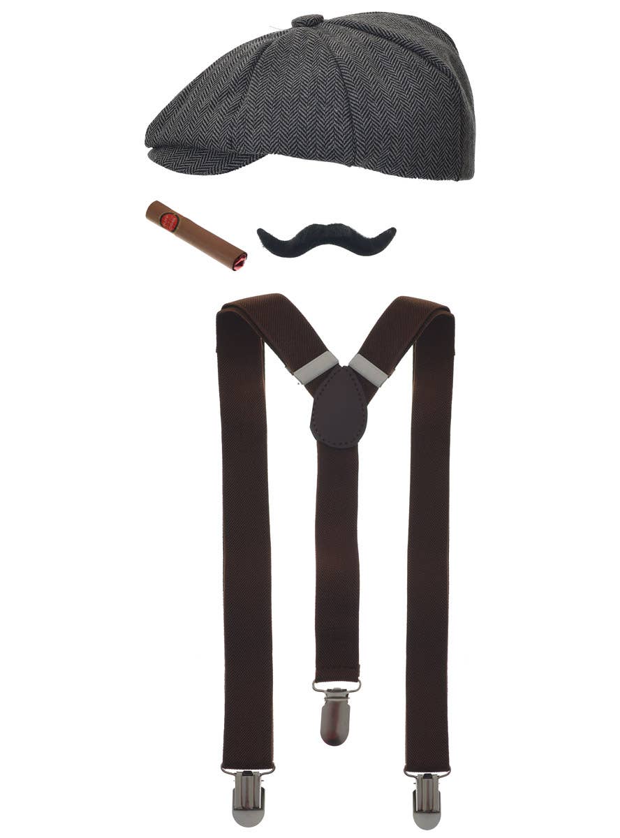 Image of 1920s Gangster Men's Flat Cap Accessory Set