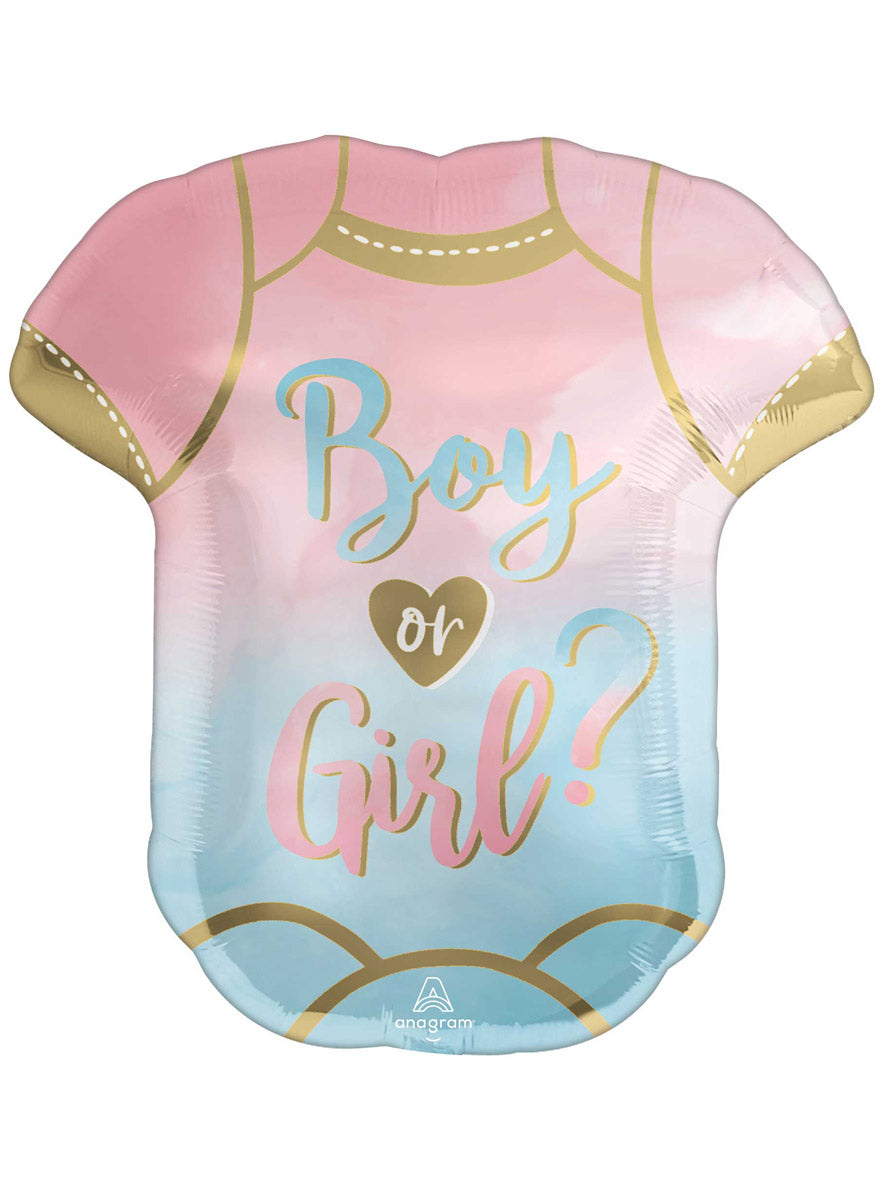 Gender Reveal Boy Or Girl Onesie Shaped 60cm Supershape Self Sealing Foil Balloon - Main Image