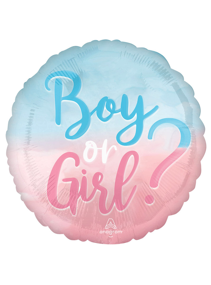 Gender Reveal Boy Or Girl Round 45cm Foil Self Sealing Balloon - Main Image