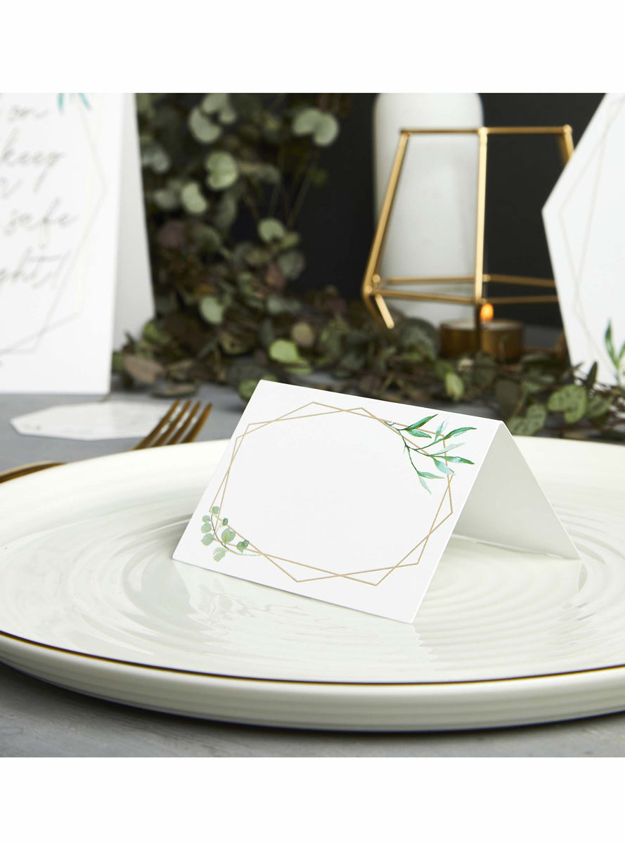 Geometric Greenery 10 Pack 9cm Place Cards - Lifestyle Image 1