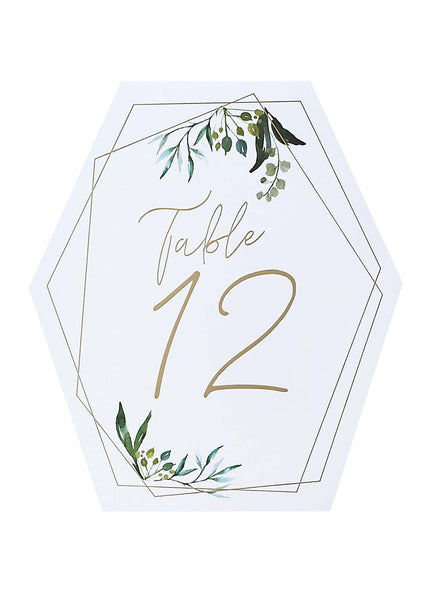 Geometric Greenery 12 Pack 16cm Table Numbers - Main Image