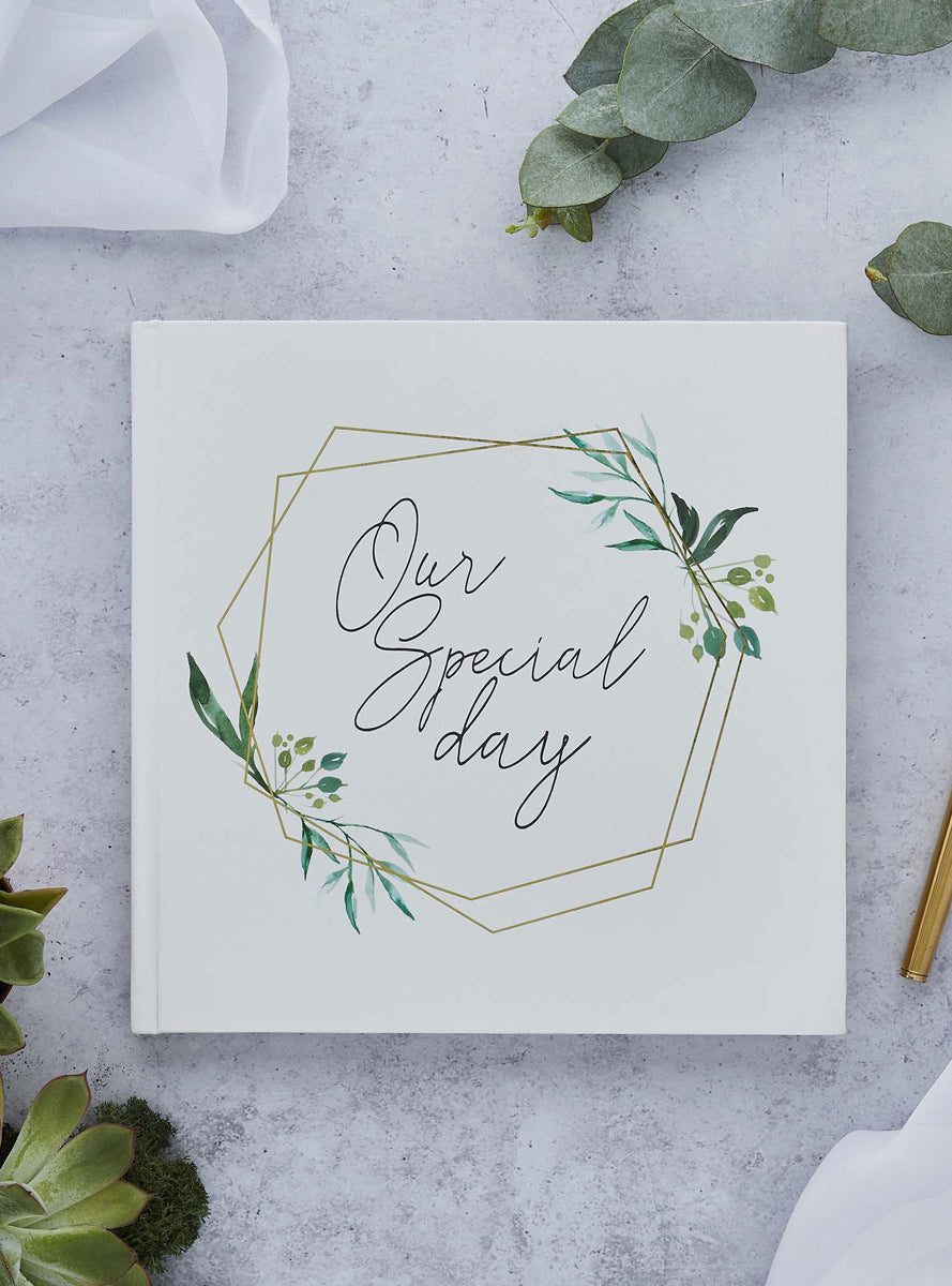 Geometric Greenery 50 Page Our Special Day Wedding Guest Book - Lifestyle Image 1