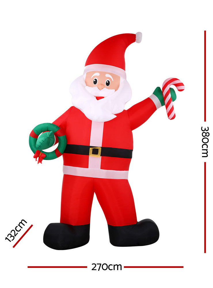 Giant Santa Claus Inflatable Christmas Decoration 380cm - Dimensions Image