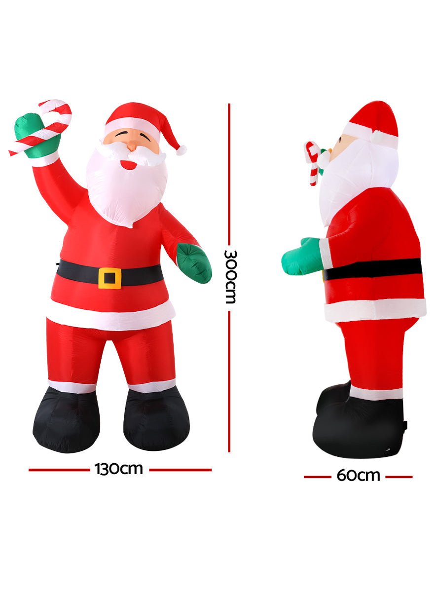 Giant Jingle Jollys Inflatable Santa Christmas Decoration 3m 10FT - Measurements Image