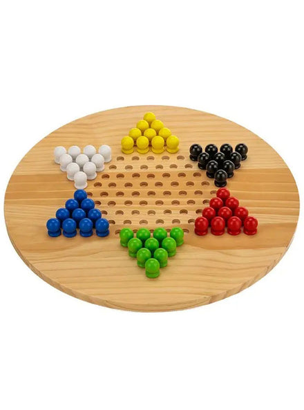 Giant 60cm Wooden Chinese Checkers And Solitaire Party Game - Main Image