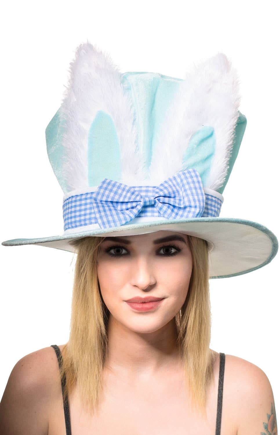 Blue and White Easter Top Hat Easter Bunny Ears Hat
