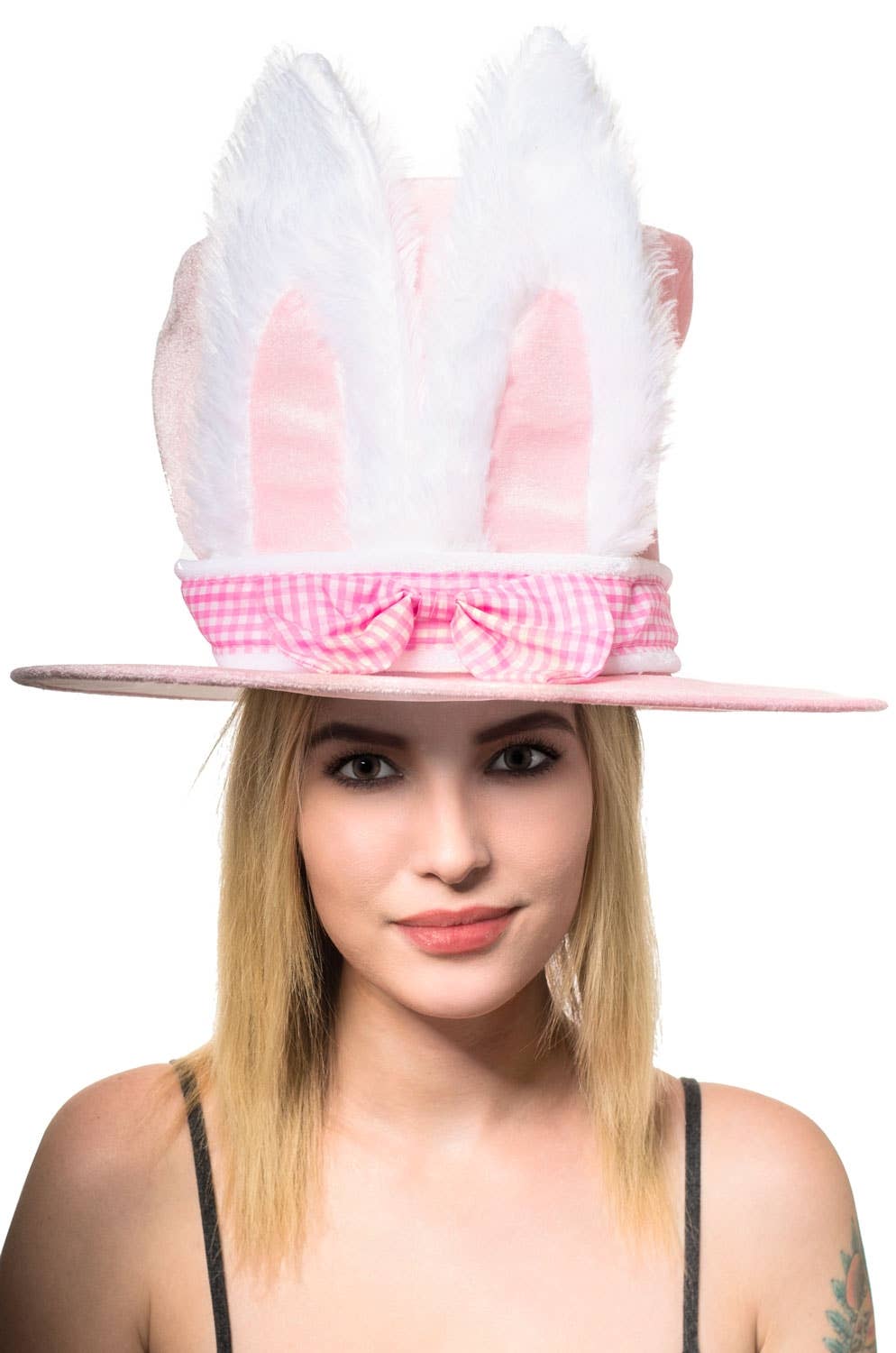 Plush Pink Easter Bunny Costume Top Hat With Ears