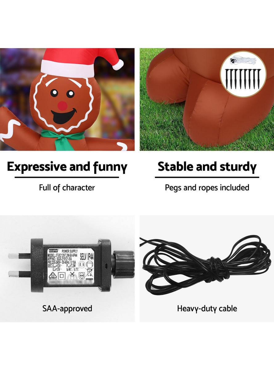 Gingerbread Man and Tree 10 Foot Inflatable Christmas Decoration - Information Image 1