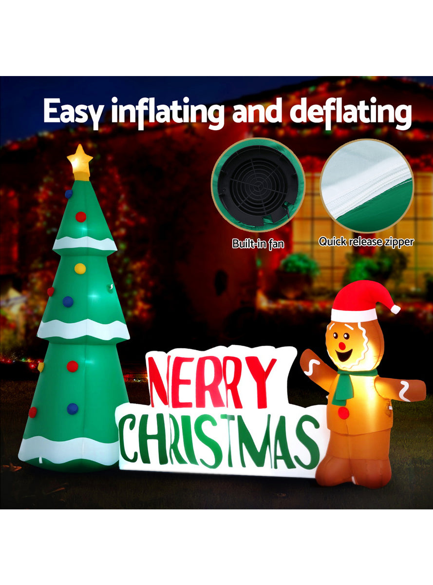 Gingerbread Man and Tree 10 Foot Inflatable Christmas Decoration - Information Image 2