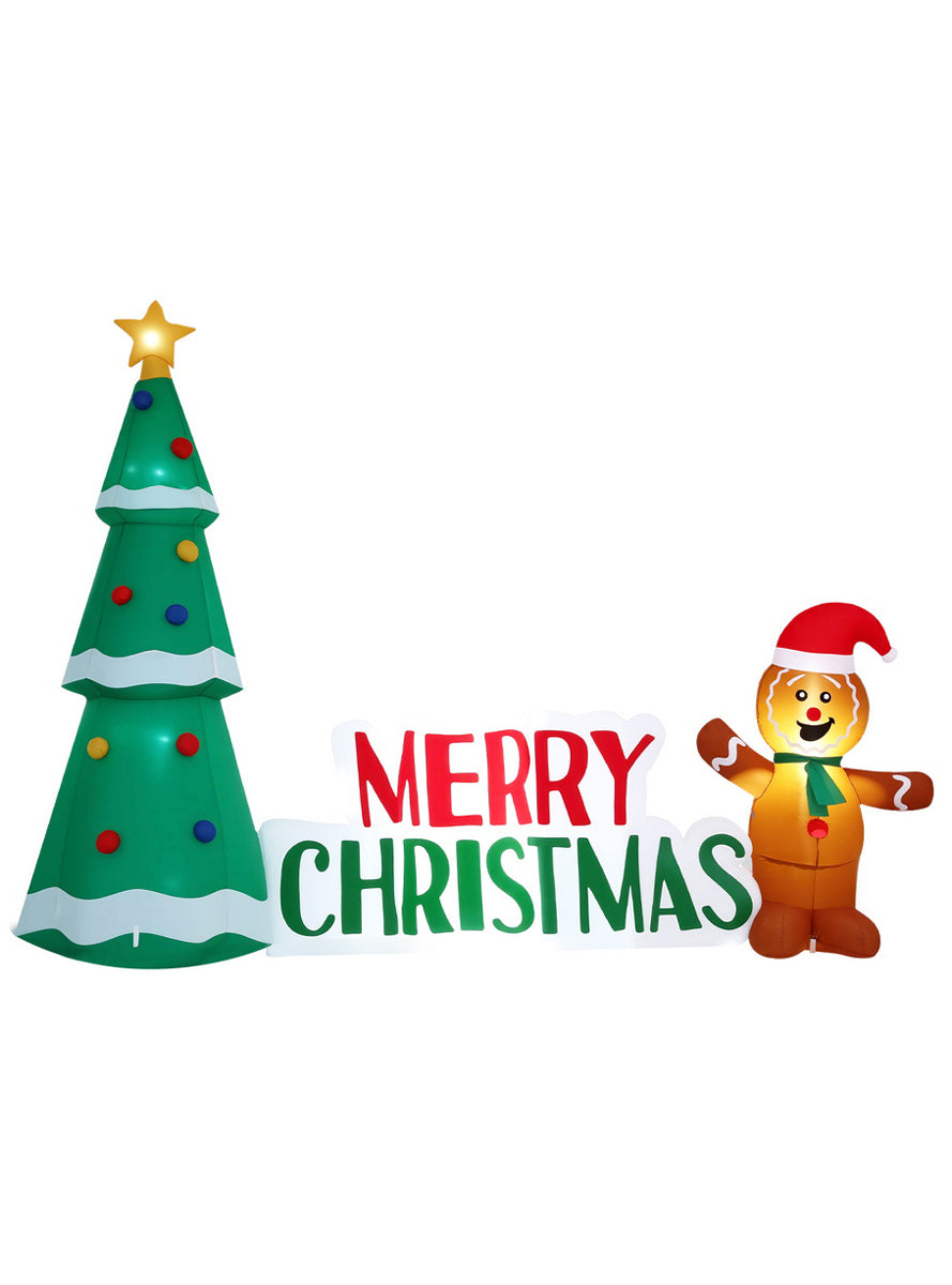 Gingerbread Man and Tree 10 Foot Inflatable Christmas Decoration - Main Image