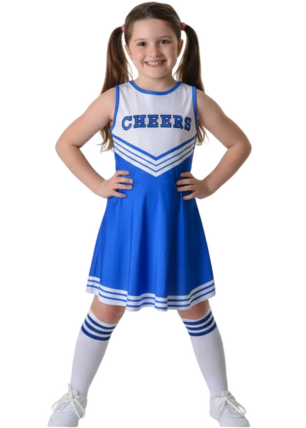 Image of Sweet Blue Girl's Cheerleader Dress Up Costume - Main Image