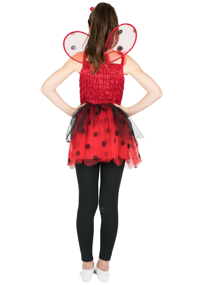 Girls Cute Ladybug Dress Up Costume Back Image
