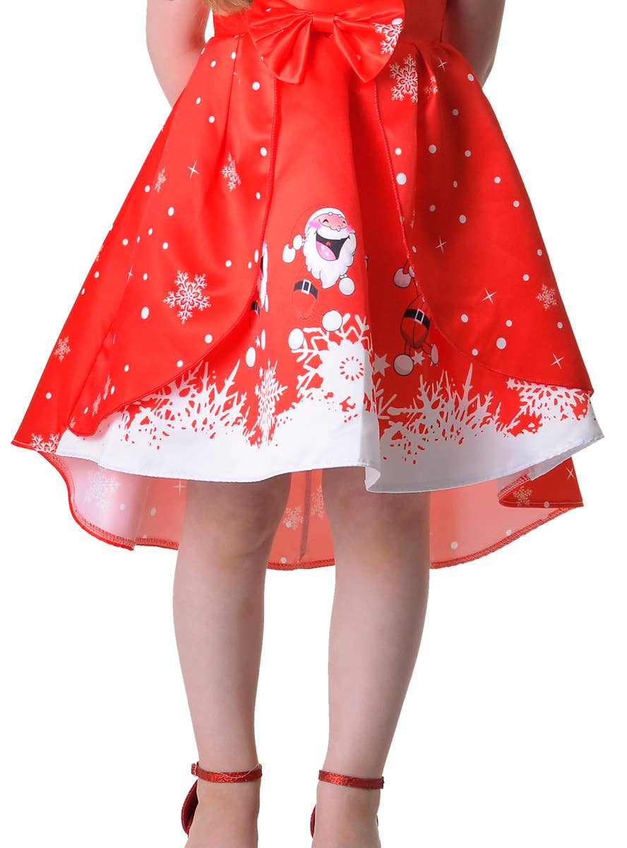 Girls Red and White Santa Print Dress