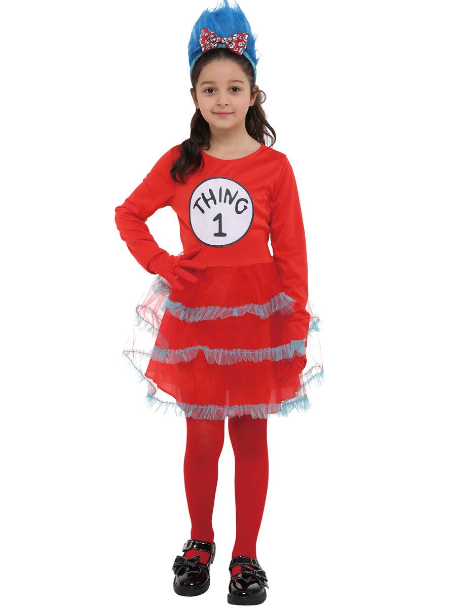 Image of Dr Seuss Inspired Thing 1 Girl's Book Week Costume - Main Image