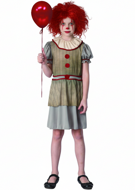 Girls Horror Movie Clown Pennywise Inspired Halloween Costume - Main Image