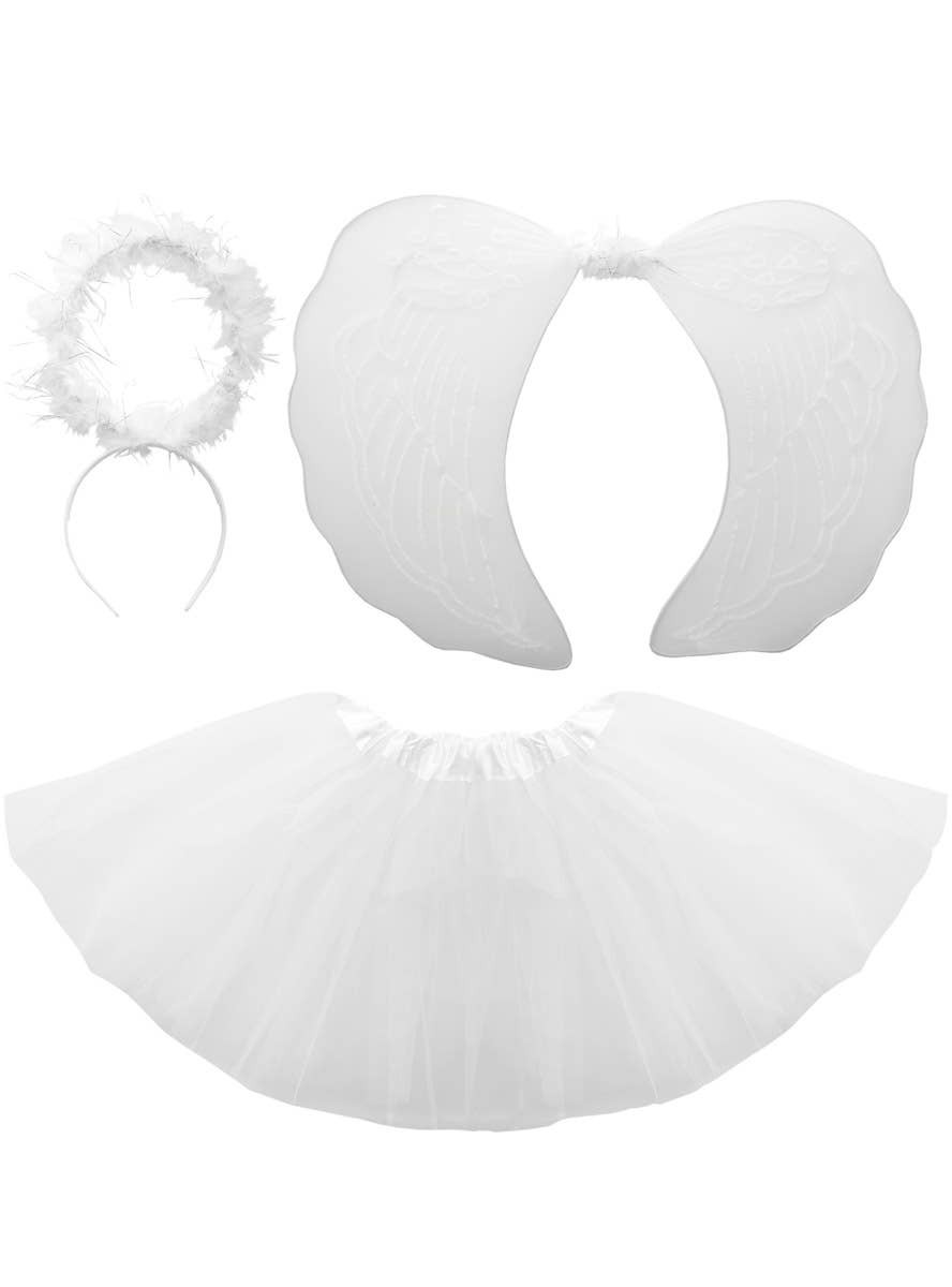 Image of Sparkly Girl's White Angel 3 Piece Accessory Set