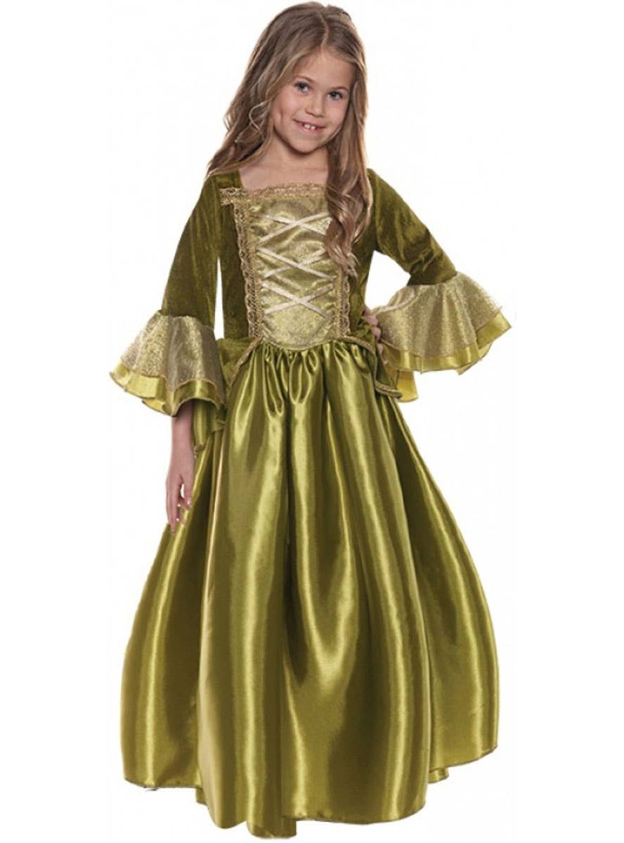 Image of Elegant Green Renaissance Princess Girls Costume