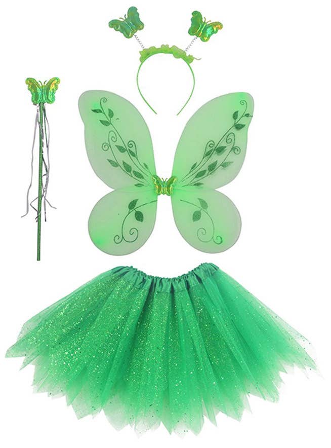 Image of Enchanted Girl's Green Glitter Fairy Costume Set