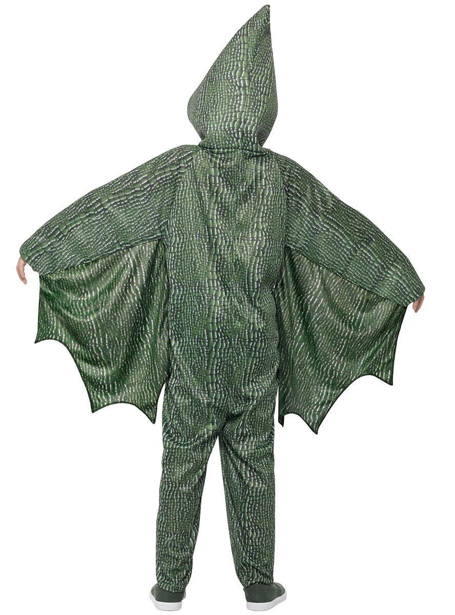 Image of Pterodactyl Girls Green Dinosaur Onesie Costume - Back Image